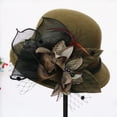 thumbnail image 4 of Only Moment Green Womens Felt Cloche Hat Polyester Casual Fisherman's Basin Cap Small Bowler Hat Womens Vintage Felt Cloche Hat One Size, 4 of 5
