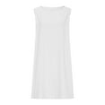 thumbnail image 4 of ITSAME Women's Mini Dress, Cotton Linen Crew Neck Sleeveless Summer Casual Loose Dresses White S, 4 of 6