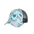 thumbnail image 7 of Baseball Cap Adjustable Fashion Snapback Unisex Mesh Trucker Hat, Colorful Flamingo Tropical Leaf, 7 of 7