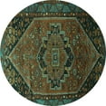 thumbnail image 1 of Ahgly Company Indoor Round Persian Turquoise Blue Traditional Area Rugs, 6' Round, 1 of 4