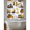 thumbnail image 5 of Construction Truck Sheer Curtains 63 Inch Length 2 Panels for Living Room, Cartoon Grips and Bulldozers Stirrup Car Voile Kitchen Curtain Set, Luxury Privacy Drapes Window Treatment for Bedroom, 5 of 7