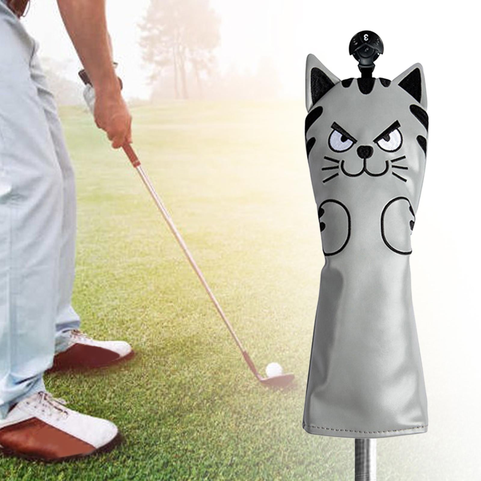 harayaa Golf Club Head Covers Mallet Putter Cat Pattern Accessories Putter Cue Headcover UT Wood Grey