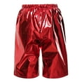 thumbnail image 2 of Alvivi Girls Metallic Shorts Shiny Jazz Street Dance Hot Short Stage Show Performance Dancewear Red 9-10, 2 of 5