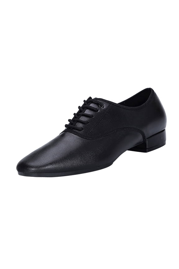 Men's Ballroom & Latin Dance Shoes Low Heel Salsa Tango Dance Shoes Leather Lace-Up Shoes Soft Sole Dress Shoes Black 9.5