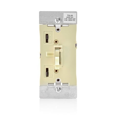 Leviton TSL06-1LI Toggle Slide Universal Dimmer, 300W Dimmable LED & CFL, 600W Incandescent & Halogen For Single Pole Or 3-Way, with Locator Light,