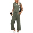 thumbnail image 4 of Cmfcve Summer Travel Tracksuit for Women Big Size 2 Piece Outfits Loose Wide Leg Comfy Lounge Sets, 4 of 5