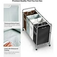 thumbnail image 4 of Laundry Hamper Sorter Cart: 4-Section Organizer with Heavy-Duty Lockable Wheels and Removable Bags | 172L Rolling Laundry Basket for Dirty Clothes in Laundry Room or Small Spaces (Multicolor), 4 of 7