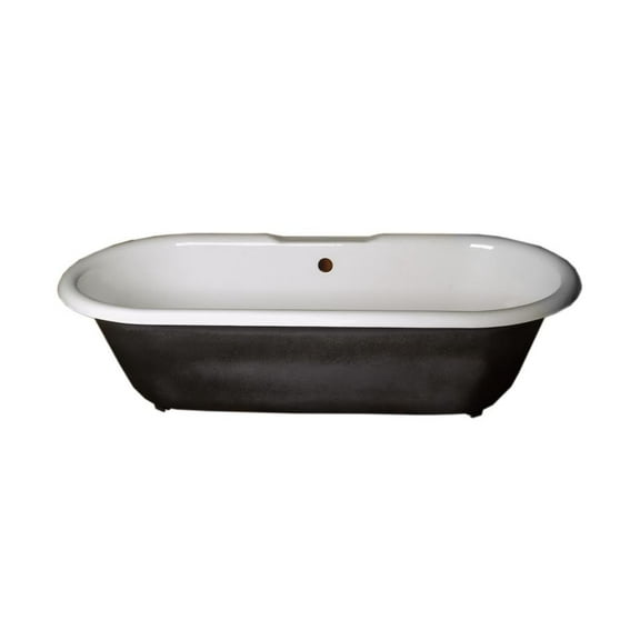 Renovators Supply White Clawfoot Bathtub Black Cast Iron Primed 67" L x 30" W Oval Bathroom Luxurious Bath Tub