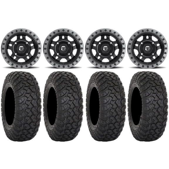 Fuel Anza Black 14" Wheels 28" RT320 Tires Yamaha Viking Wolverine YXZ1000R