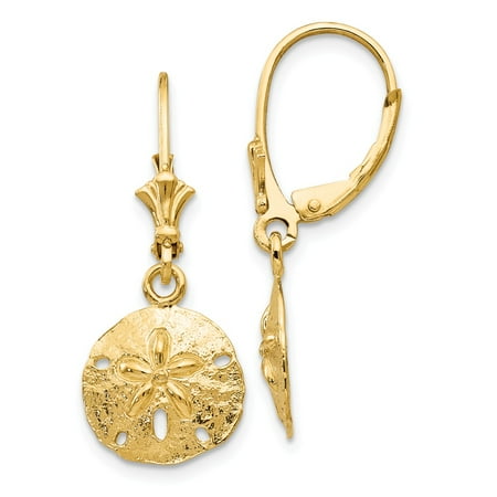 Roy Rose Jewelry 14K Yellow Gold Sand Dollar Leverback Earrings