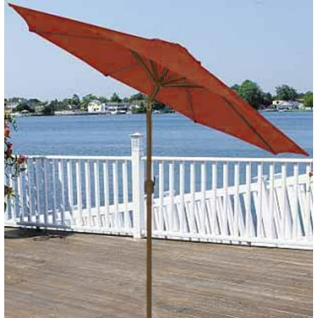 9' Outdoor Patio Market Umbrella with Hand Crank and Tilt - Terra Cotta & Brown