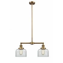 209-BB-G72 Innovations Lighting Bell - 2 Light Island In Traditional Style-10 Inches Tall and 21 Inches Wide-Brushed Brass Finish-Clear Glass Color
