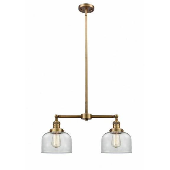 209-BB-G72 Innovations Lighting Bell - 2 Light Island In Traditional Style-10 Inches Tall and 21 Inches Wide-Brushed Brass Finish-Clear Glass Color