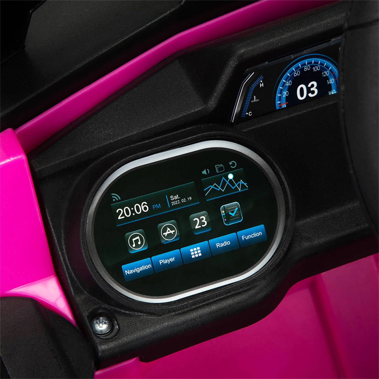 CIPACHO 12V Powered Ride-On UTV, Electric Kids Car with Front LED Lights and Horn, Foot Pedal, Music, LED, Pink