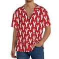 thumbnail image 3 of Easygdp Cartoon Lobster Men's Casual Short-sleeved Shirt with Pocket and Button Suitable for Beach Vacation Leisure - Small, 3 of 7