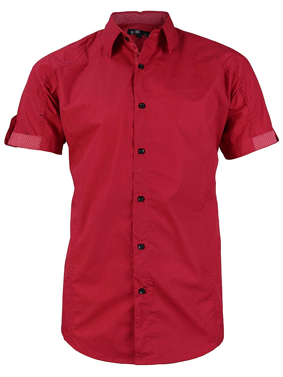 E-38 Italy Men's Western Button Up Short Sleeve Casual Dress Shirt ...