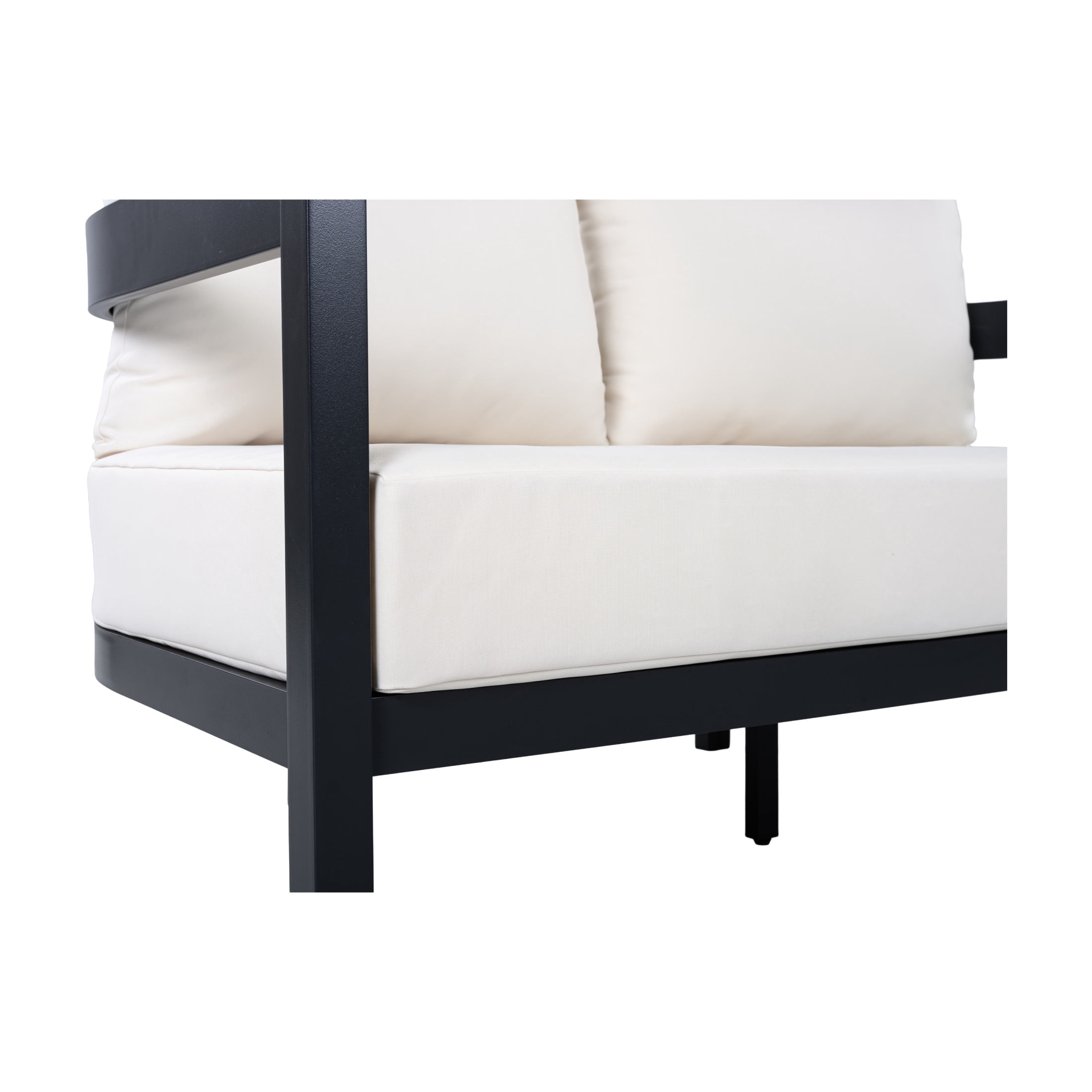 Christopher Knight Home Outdoor Aluminum Loveseat with Cushions, Curved Back, Black + White
