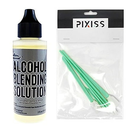 Ink Blending Tool - Ranger Adirondack Alcohol Blending Solution (2-Ounce) and Pixiss Blending Tools for Blending Your Inks On Yupo Paper
