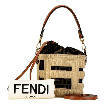FENDI New Step Out Bucket Bag Mini Canvas and Leather Zucca FF Logo 8BS079
