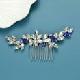 thumbnail image 2 of Nvzi-c Bridal Flower Wedding Hair Pins Crystal Pearl Hair Combs Clips Headpiece Gold Wedding Hair Accessories Jewelry with Rhinestone for Brides Bridesmaids Women (Blue), 2 of 2