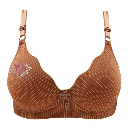 Yyeselk Bras for Women Wireless Push Up Full Coverage Everyday Bra Breathable Daily No Wire Comfort Bralette Brown L