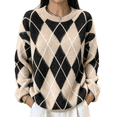 thumbnail image 2 of Sweaters for Women Oversized Knit Pullover Crewneck Colorblock Long Sleeve Fall Winter Tops, 2 of 4