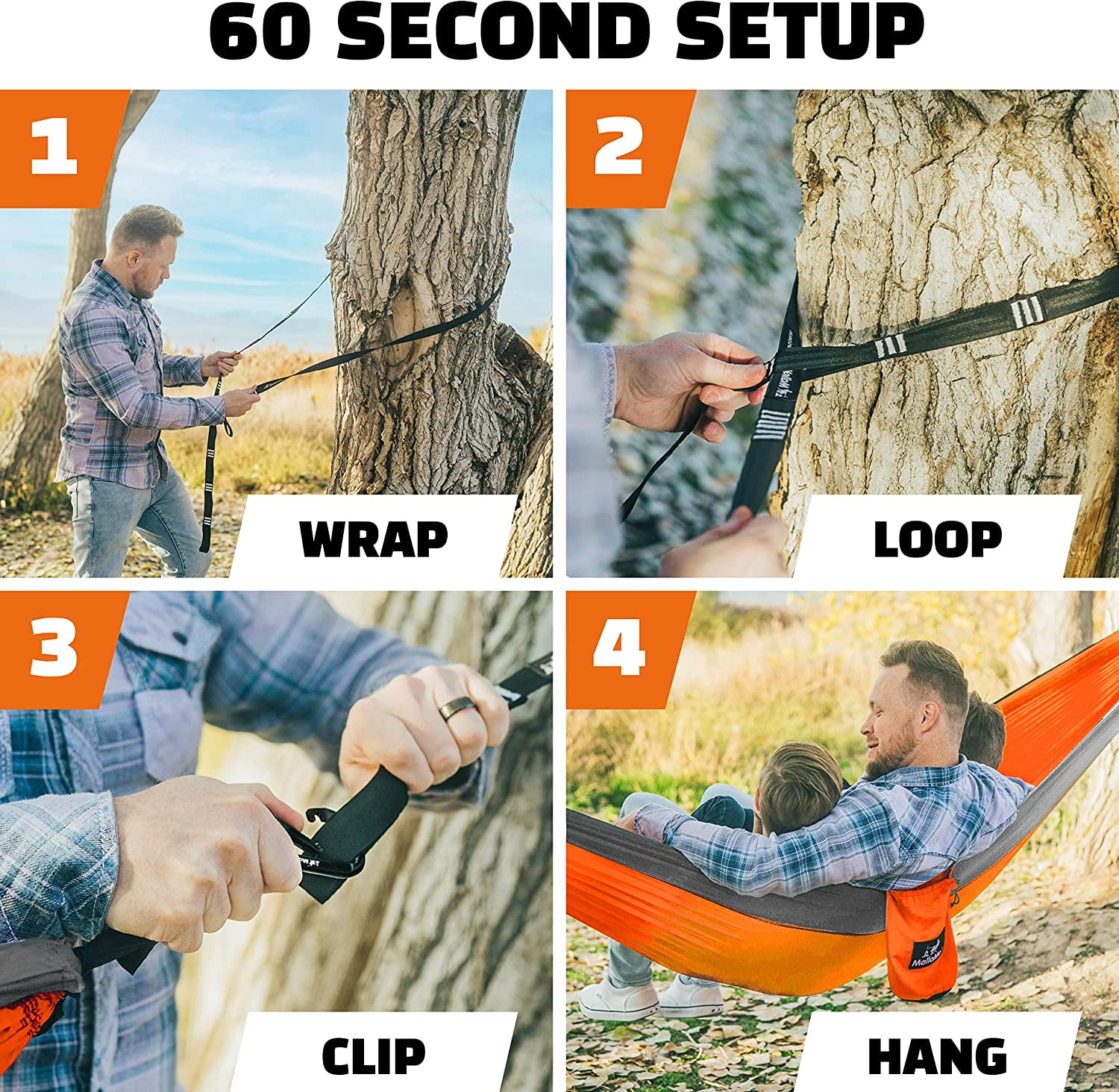 Camping Hammock for Adults & Kids - Portable Hammocks for Outside - Hamacas para Adultos Outdoor Single & Double Two 2 Person Hammock - Hamaca/Hamacs/Amacas Heavy Duty Tree Travel Hamock