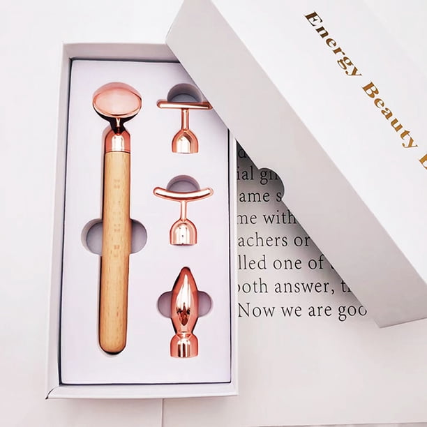 Rose Quartz Stone Facial Roller & Under Eye Press, 4-In-1  Multifunctional Vibrating Facial Massager Kit For Improved Skincare  Absorption, Flawless Contour & Travel-Ready