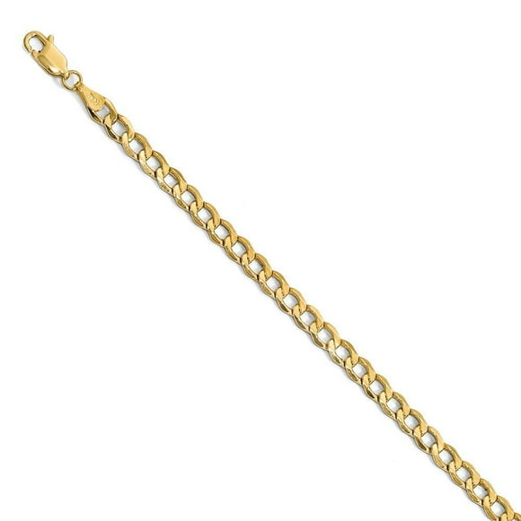 14k Yellow Gold 4.3mm SemiSolid Curb Link Chain