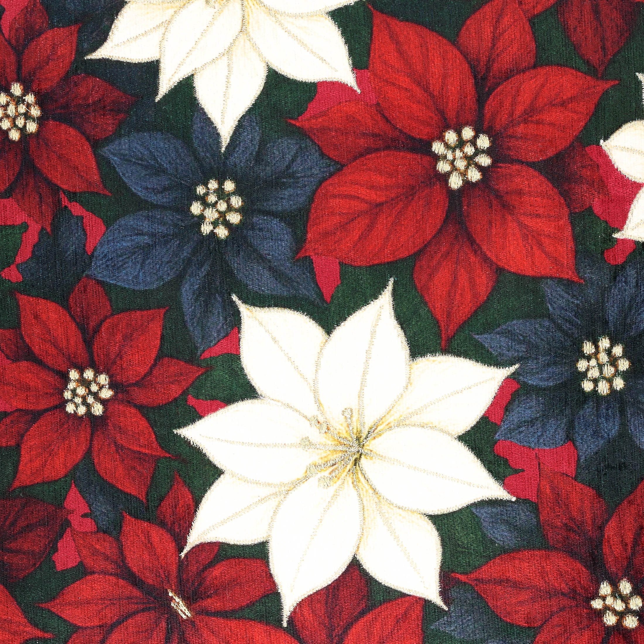 Velvet Poinsettia Decorative Christmas Pillow, Multicolor, 18" x 18", by Holiday Time