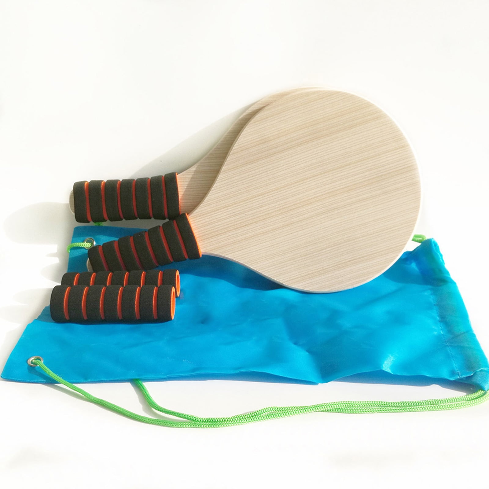 Phenofice 1Pair Khaki Wood Beach Ball Racket Paddle for Outdoor Badminton Game At Beach Backyard Park