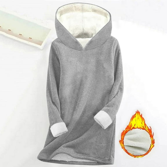 Lindreshi Christmas Pajamas for Women Women's Round Neck Hooded Thickened Plush Warm Long Sleeve Tops