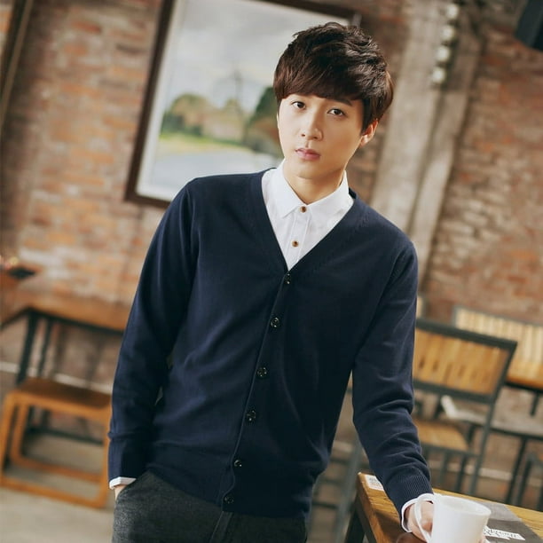 Suéter de punto de primavera y otoño para hombre, cárdigan fino