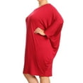 thumbnail image 3 of Women's Solid Casual Sexy Relax fit Dolman 3/4 Sleeve Side Draped Midi Dress, 3 of 5