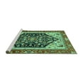 thumbnail image 2 of Ahgly Company Machine Washable Indoor Round Abstract Turquoise Blue Modern Area Rugs, 6' Round, 2 of 4