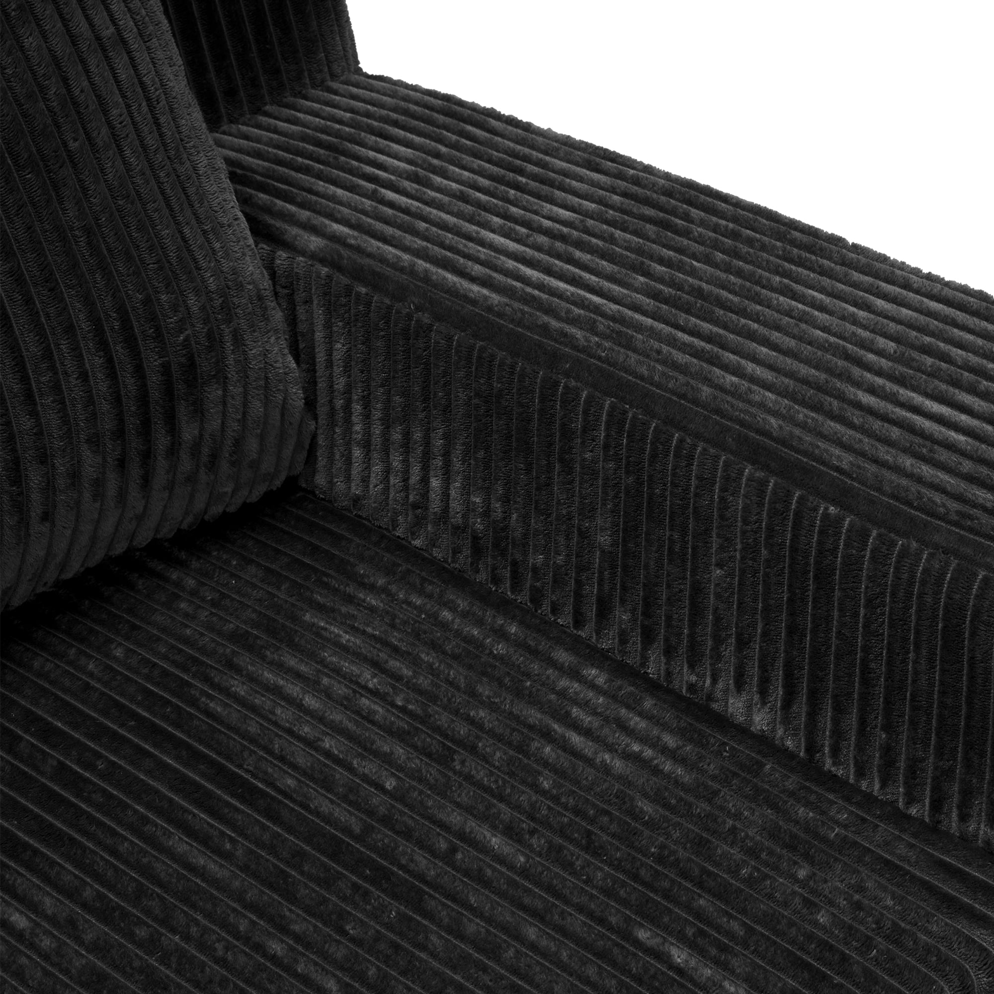 Modular L Shaped Sectional Sofa 96.5 Inch, Corduroy Floor Couch with Foam Filling for Living Room Bedroom, No Assembly Required, Black