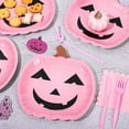 thumbnail image 4 of Uioepy Final Sale A 9-Inch Halloween Pumpkin Cake Plate With 20 Pink Pieces 20 Pcs Pumpkin Disposable Plates Halloween Paper Plates Cute Pumpkin Decorative Plates For Halloween Birthday Table Decor Pa, 4 of 8