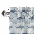 thumbnail image 2 of Sharks Window Valance for Kitchen, Watercolor Gradient Grey Blue Shark Beige Blue Texture Rod Pocket Short Curtain for Small Windows, Light Filtering Decorative Valance, 60 x 14 Inch, 2 of 9