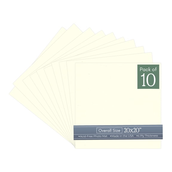 Cream Linen 20x20 Uncut Art Mat Board - No Opening - 10 Mats