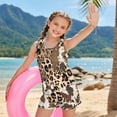 thumbnail image 3 of Xoenoiee Leopard Cow Print Swimsuit for Girls Teens 2 Piece Tummy Control Bathing Suit Tankini Set Tank Top with Shorts Blouson Swimwear, 6-7 Years, 3 of 7