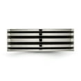 thumbnail image 3 of Chisel Titanium Polished Black Enamel Striped 8mm Flat Band, 3 of 6
