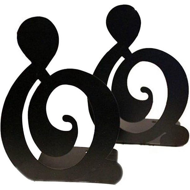 2024,Par de sujetalibros de estantería de metal macizo con temática musical para niños Amantes de la música Decoración de la oficina en casa (Treble 2 Black)