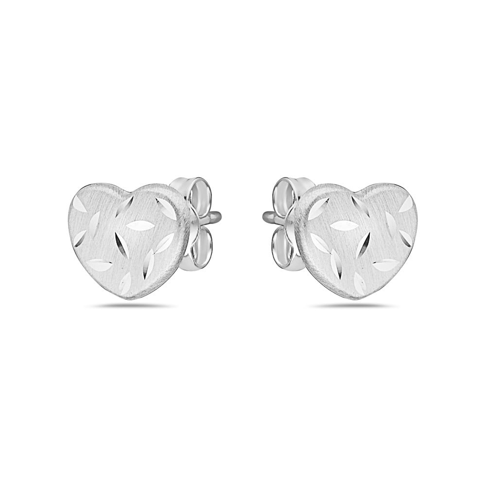 A&M 14k White Gold Cut Heart Stud Earrings