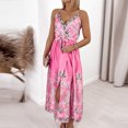 thumbnail image 3 of Bohemia Sexy Sling Dress for Women Summer England Off Shoulder Shoulder Beach Dress Sleeveless Printed V-Neck Split Dress, 3 of 6