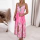 thumbnail image 4 of Moda de mujer Verano Sexy Inglaterra Tirantes ajustables Sin mangas Estampado con cuello en V Vestido dividido Pompotops ghjkhdj9612, 4 of 9