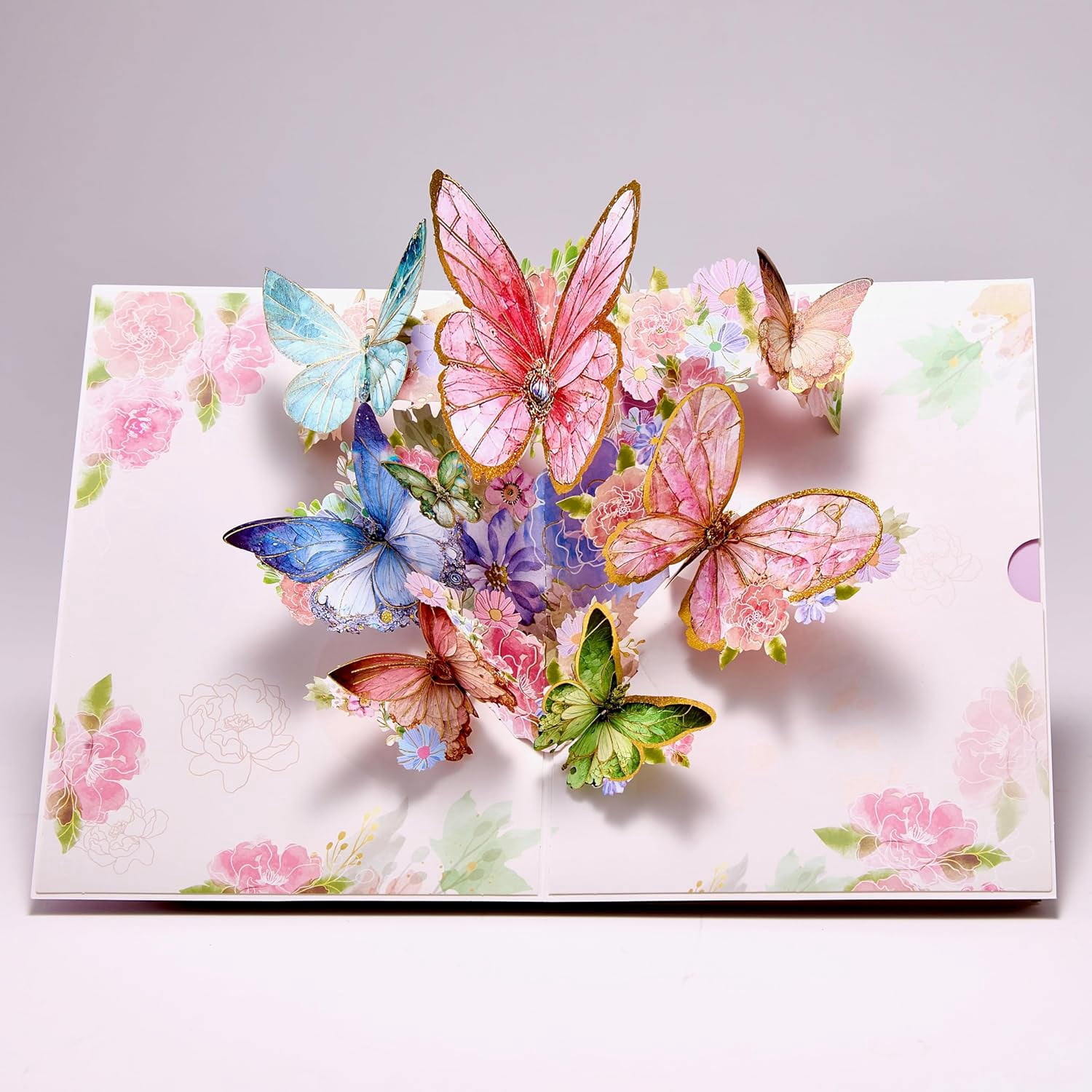 Pop Up Birthday Card, Gold-edged Butterfly Waltz 3D Greeting Card for Birthday, Anniversary, Thank You, Thinking of You, for Women, Wife, Grandma,