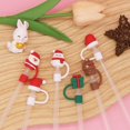 thumbnail image 4 of TidBay 2Pcs Christmas Silicone Straw Cap 10mm Reusable Dust-Proof Straw Topper for Cup Party Decor Santa Claus Snowman Elk Christmas Tree Bells Straw Tips Lids, 4 of 7