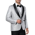 thumbnail image 4 of INSPIRE CHIC Men's Blazers Metallic Shawl Lapel Collar One Button Party Style Shiny Blazers M Silver, 4 of 4