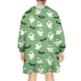 thumbnail image 2 of Wearable Oversized Blanket,Green Ghost Bat Pattern Wearable Blanket Hoodie for Adults,Cozy Hooded Blankets with Super Pockets,Super Warm Fuzzy Pullover for Women & Men, 2 of 6