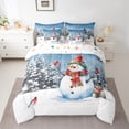 thumbnail image 2 of Manfei Cartoon Snowman Bedding Comforter Set 7pcs for Child, Kawaii Red Bird Queen Bedding Sets, Christmas Snowflake Print Reversible Queen Sheet Sets, Super Cozy Room Decor, 2 of 7